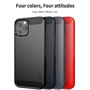 For iPhone 12 Pro Max MOF Gentleness Series Brushed Texture Carbon Fiber Soft TPU Case(Gray)