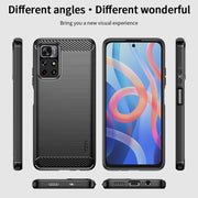 For Xiaomi Redmi Note11 / Poco M4 Pro 5G MOFI Gentleness Series Brushed Texture Carbon Fiber Soft TPU Phone Case(Gray)
