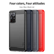 For Xiaomi Redmi Note11 / Poco M4 Pro 5G MOFI Gentleness Series Brushed Texture Carbon Fiber Soft TPU Phone Case(Red)
