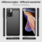 For Xiaomi Redmi Note11 Pro / Note 11 Pro+ MOFI Gentleness Series Brushed Texture Carbon Fiber Soft TPU Phone Case(Black)