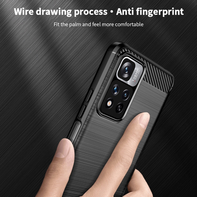 For Xiaomi Redmi Note11 Pro / Note 11 Pro+ MOFI Gentleness Series Brushed Texture Carbon Fiber Soft TPU Phone Case(Black)