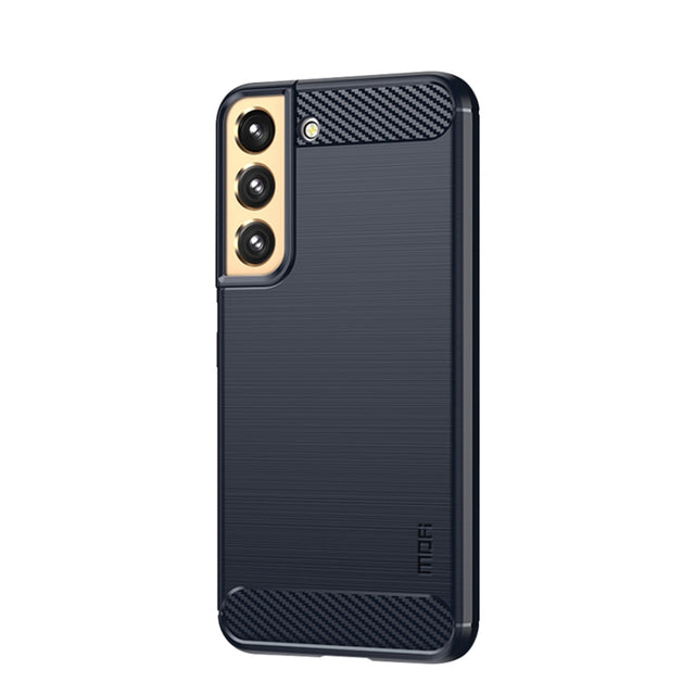 For Samsung Galaxy S22 5G MOFI Gentleness Series Brushed Texture Carbon Fiber Soft TPU Case(Blue)
