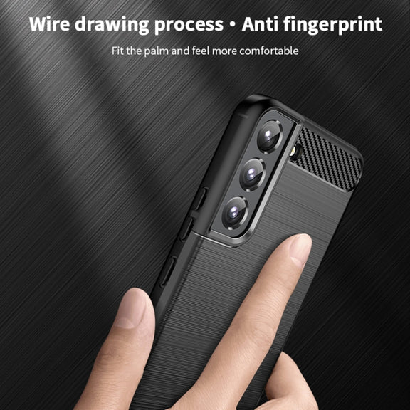 For Samsung Galaxy S22 5G MOFI Gentleness Series Brushed Texture Carbon Fiber Soft TPU Case(Gray)