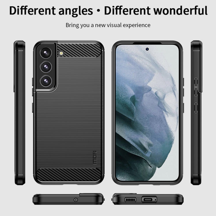 For Samsung Galaxy S22 5G MOFI Gentleness Series Brushed Texture Carbon Fiber Soft TPU Case(Gray)