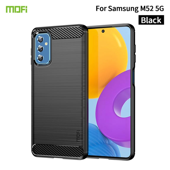 For Samsung Galaxy M52 5G MOFI Gentleness Series Brushed Texture Carbon Fiber Soft TPU Case(Black)