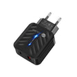 PD03 20W Type-C + QC3.0 USB Charger with Indicator Light, EU Plug(Black) - USB Charger by PMC TechLife | Online Shopping South Africa | PMC TechLife | Buy Now Pay Later Mobicred