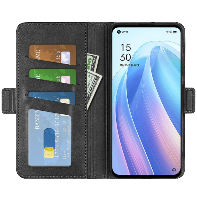 For OPPO Reno7 5G / Find X5 Lite Dual-side Magnetic Flip Leather Case(Black)