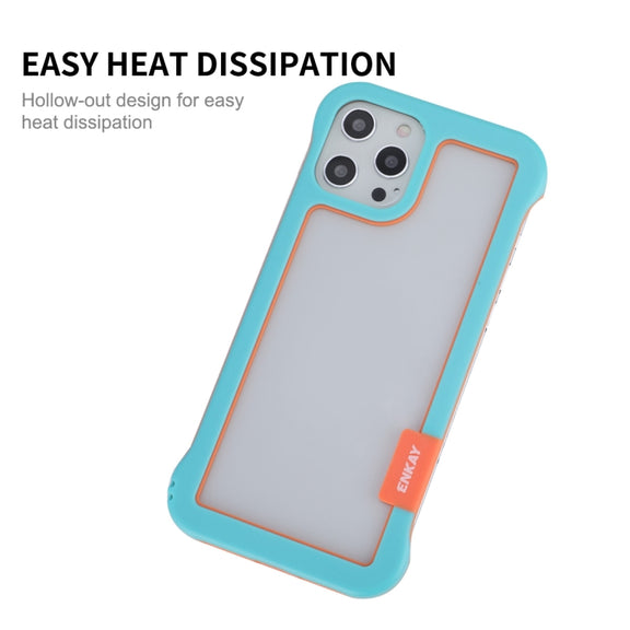 For iPhone 12 Pro Max ENKAY Frameless Hollow PC Case + Glass Film(White)