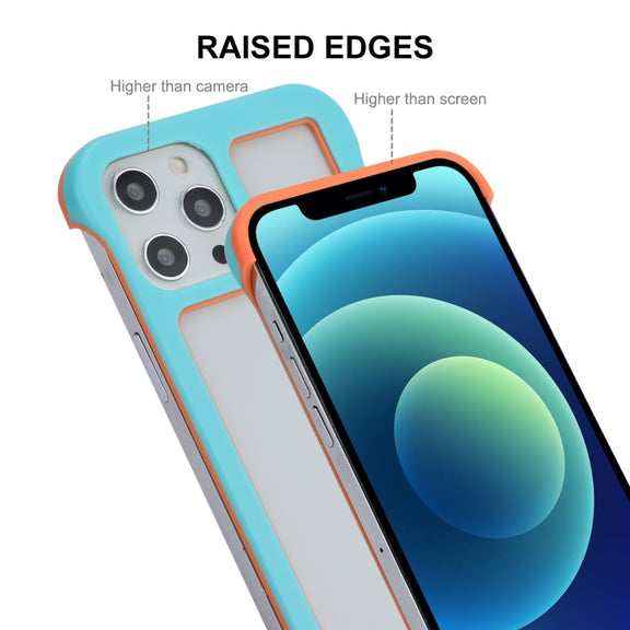 For iPhone 12 Pro Max ENKAY Frameless Hollow PC Case + Glass Film(Blue)