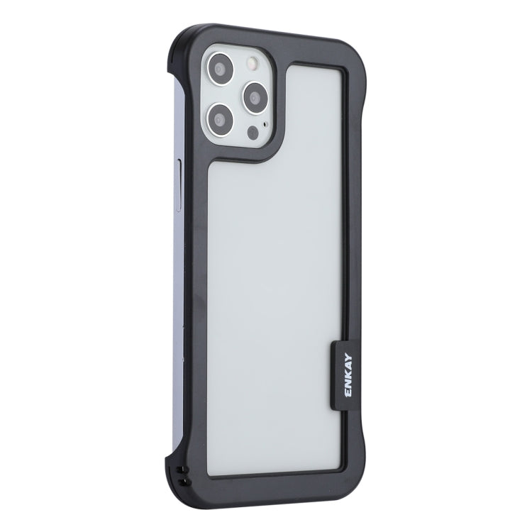 For iPhone 12 / 12 Pro ENKAY Frameless Hollow PC Case + Glass Film(Black)