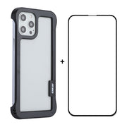 For iPhone 12 / 12 Pro ENKAY Frameless Hollow PC Case + Glass Film(Black)