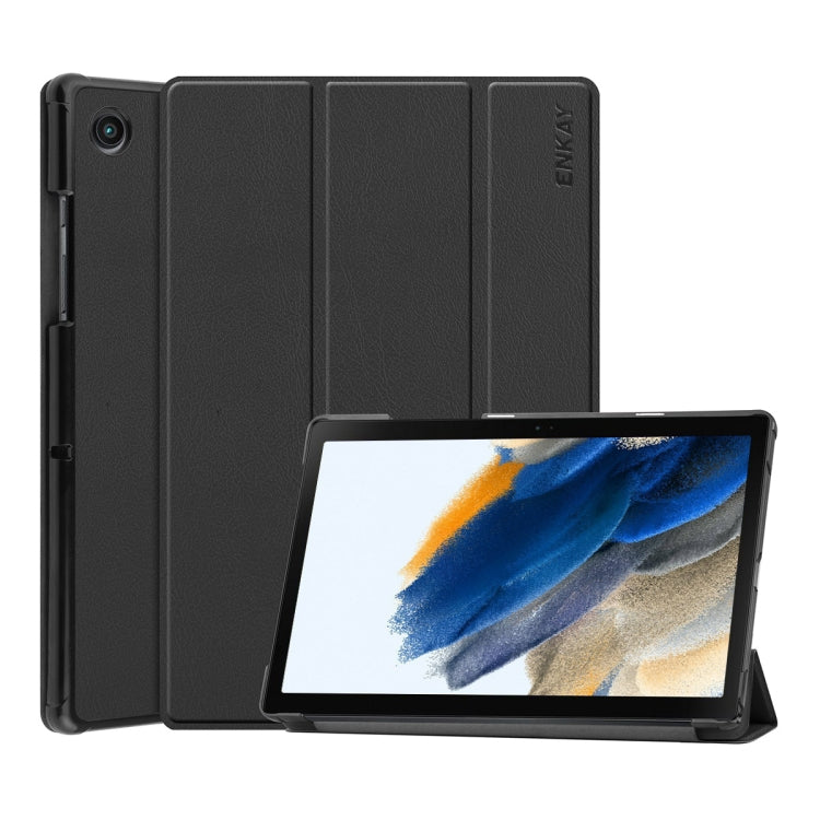 For Samsung Galaxy Tab A8 10.5 2021 ENKAY Custer Texture Leather Smart Tablet Case(Black)