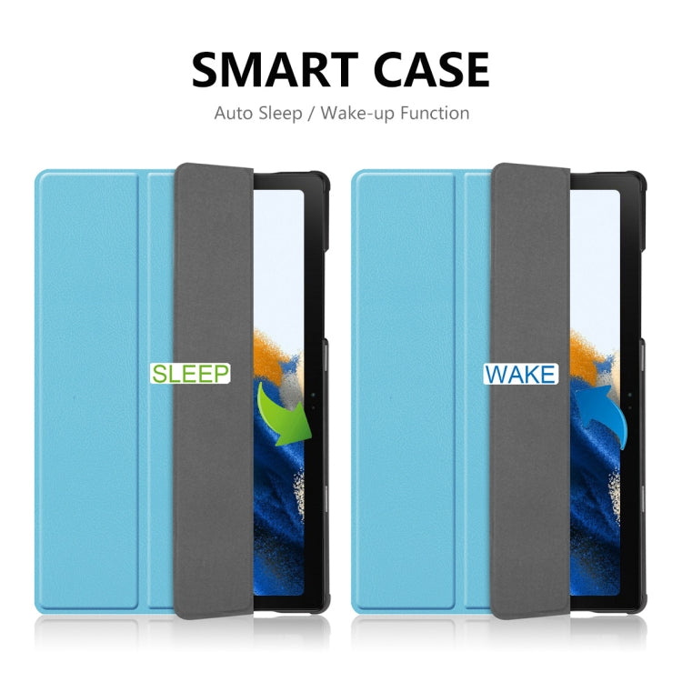 For Samsung Galaxy Tab A8 10.5 2021 ENKAY Custer Texture Leather Smart Tablet Case(Light Blue)