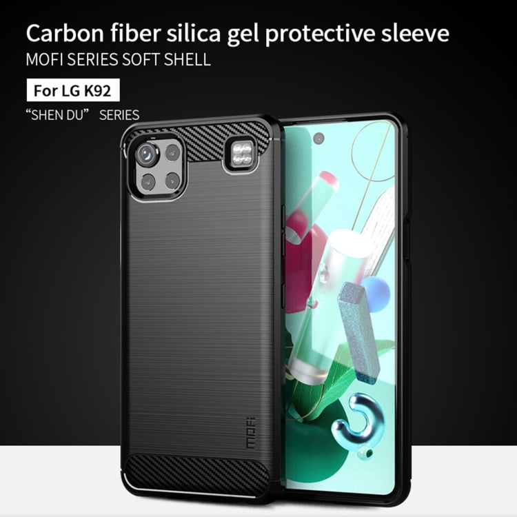 For LG K92 MOFI Gentleness Brushed Carbon Fiber Soft TPU Case(Gray)