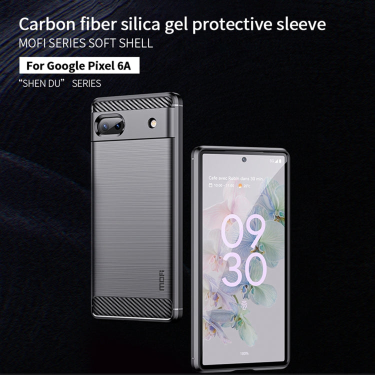 For Google Pixel 6A MOFI Gentleness Brushed Carbon Fiber Soft TPU Case(Black)