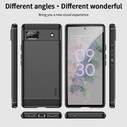 For Google Pixel 6A MOFI Gentleness Brushed Carbon Fiber Soft TPU Case(Black)