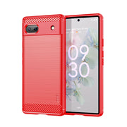 For Google Pixel 6A MOFI Gentleness Brushed Carbon Fiber Soft TPU Case(Red)