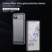 For Google Pixel 6A MOFI Gentleness Brushed Carbon Fiber Soft TPU Case(Red)