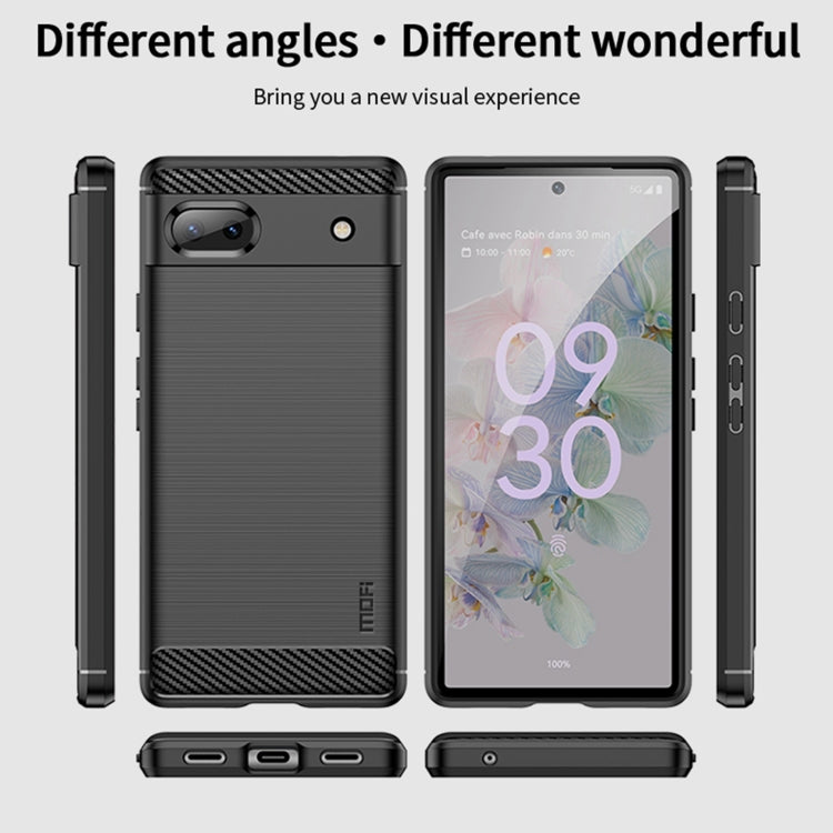 For Google Pixel 6A MOFI Gentleness Brushed Carbon Fiber Soft TPU Case(Red)