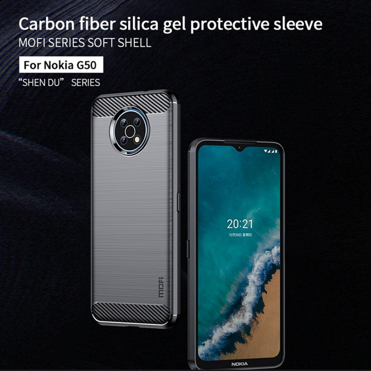 For Nokia G50 MOFI Gentleness Brushed Carbon Fiber Soft TPU Case(Red)