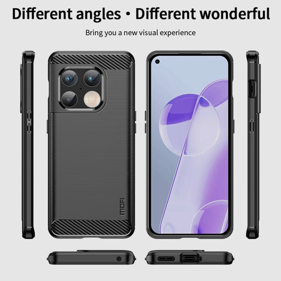 For OnePlus 10 Pro 5G MOFI Gentleness Brushed Carbon Fiber Soft TPU Case(Grey)