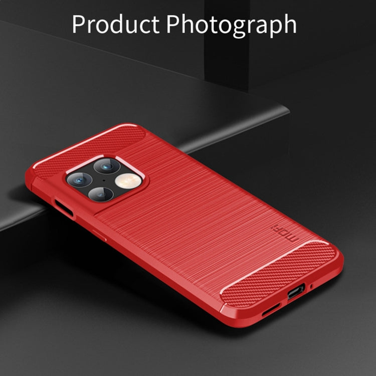 For OnePlus 10 Pro 5G MOFI Gentleness Brushed Carbon Fiber Soft TPU Case(Red)