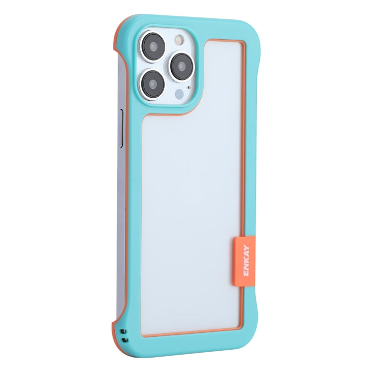 For iPhone 13 Pro ENKAY Frameless Hollow Shockproof PC Case (Blue)