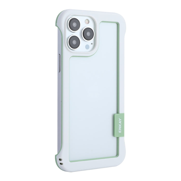 For iPhone 13 Pro ENKAY Frameless Hollow Shockproof PC Case (White)