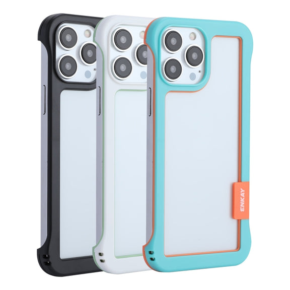For iPhone 13 Pro ENKAY Frameless Hollow Shockproof PC Case (Blue)