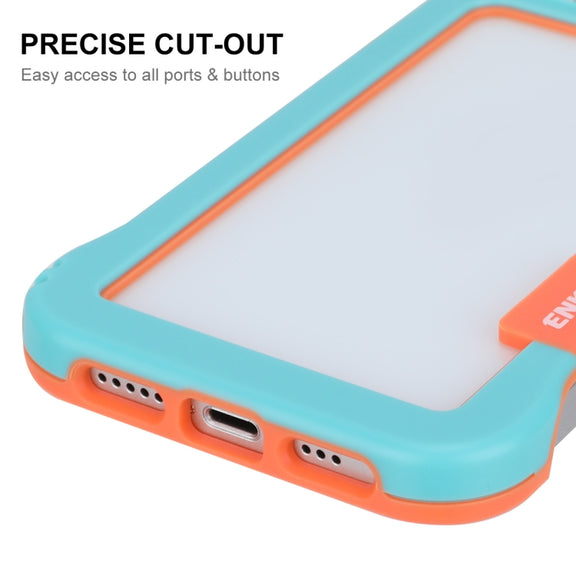 For iPhone 13 ENKAY Frameless Hollow PC Case + Glass Film(Black)