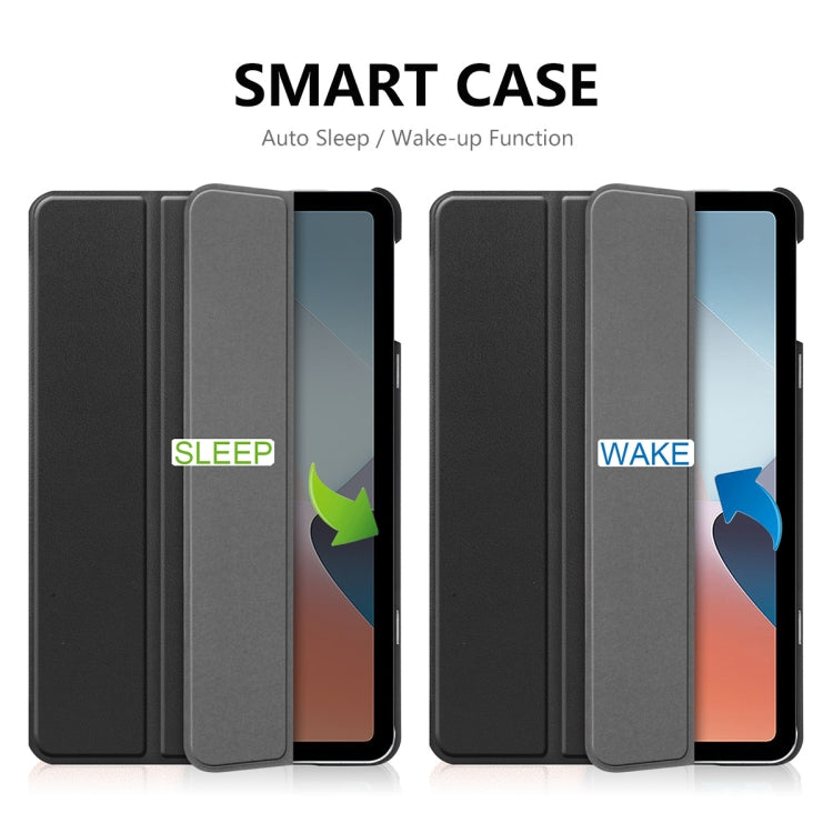 For OPPO Pad Air ENKAY Tri-fold Custer Texture Leather Smart Tablet Case(Grey)