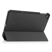 For OPPO Pad Air ENKAY Tri-fold Custer Texture Leather Smart Tablet Case(Dark Green)