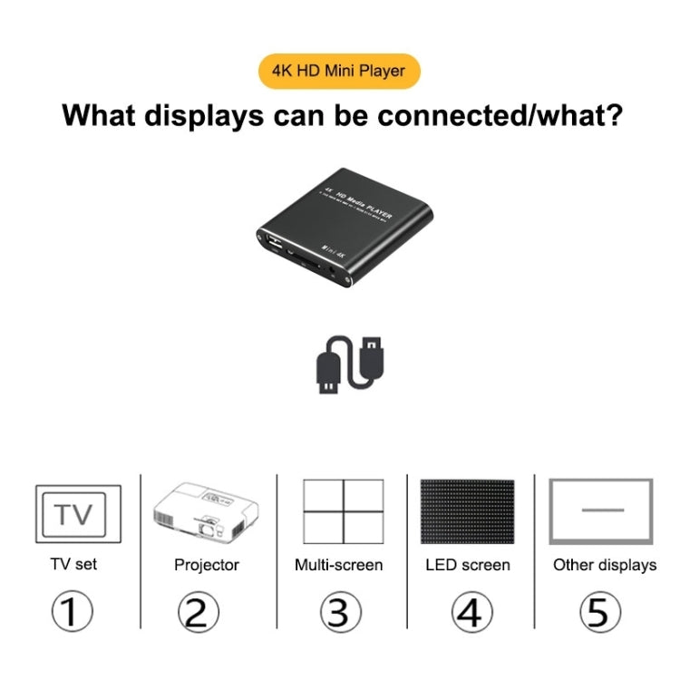 X9 HD Multimedia Player 4K Video Loop USB External Media Player AD Player(EU  Plug)