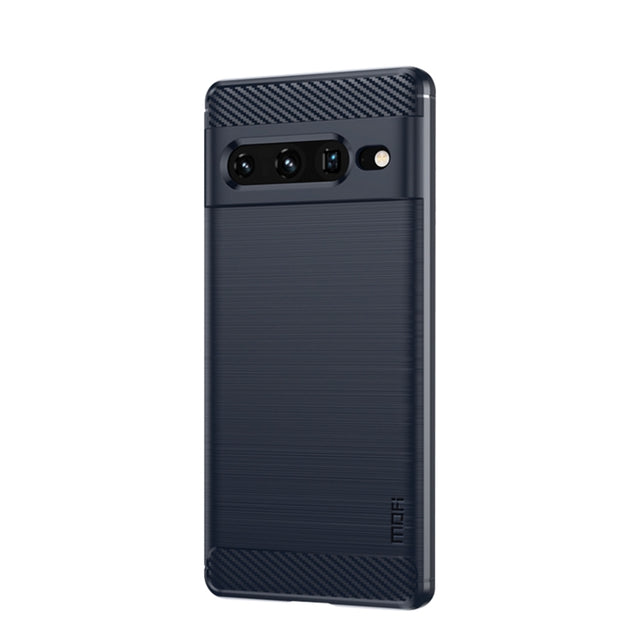 For Google pixel 7 Pro 5G MOFI Gentleness Series Brushed Texture Carbon Fiber TPU Phone Case(Blue)