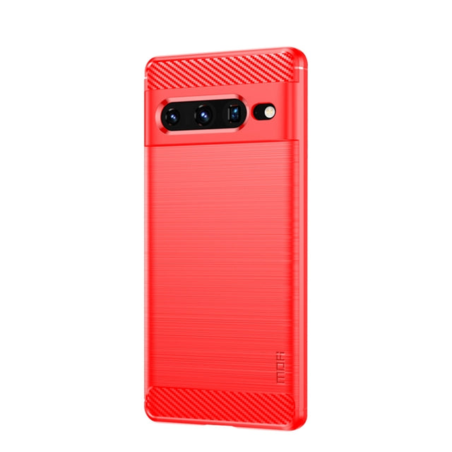 For Google pixel 7 Pro 5G MOFI Gentleness Series Brushed Texture Carbon Fiber TPU Phone Case(Red)