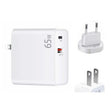 PD-65W USB-C / Type-C + QC3. 0 USB Laptop Charging Adapter, EU Plug / US Plug(White) - Cable & Adapter by PMC Jewellery | Online Shopping South Africa | PMC Jewellery | Buy Now Pay Later Mobicred