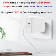 PD-65W USB-C / Type-C + QC3. 0 USB Laptop Charging Adapter, EU Plug / US Plug(White)