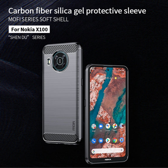 For Nokia X100 MOFI Gentleness Series Brushed Texture Carbon Fiber TPU Phone Case(Gray)