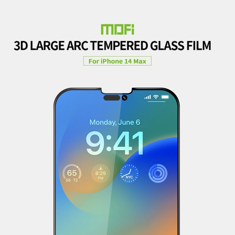 For iPhone 14 Plus MOFI 9H 3D Explosion-proof Curved Screen Tempered Glass Film(Black)