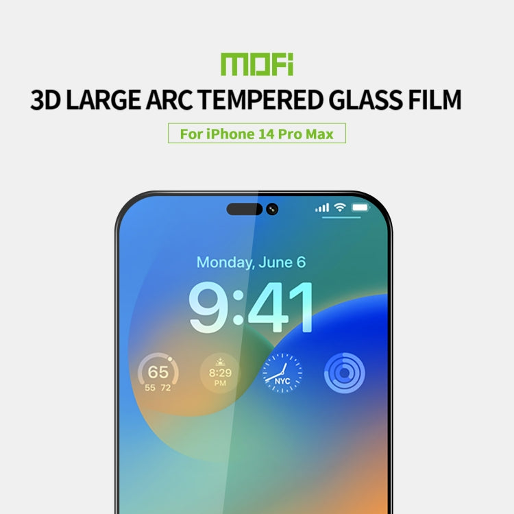 For iPhone 14 Pro Max MOFI 9H 3D Explosion-proof Curved Screen Tempered Glass Film(Black)