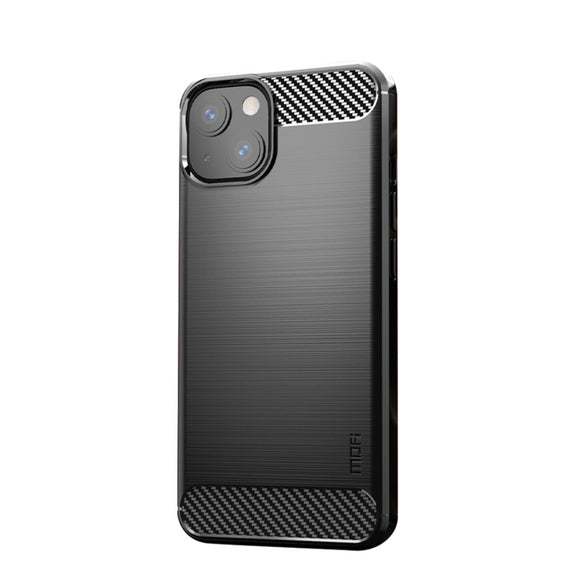 For iPhone 14 MOFI Gentleness Brushed Texture Carbon Fiber TPU Phone Case (Black)
