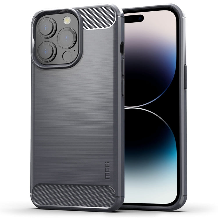 For iPhone 14 Pro MOFI Gentleness Brushed Texture Carbon Fiber TPU Phone Case (Gray)