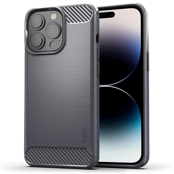 For iPhone 14 Pro MOFI Gentleness Brushed Texture Carbon Fiber TPU Phone Case (Gray)