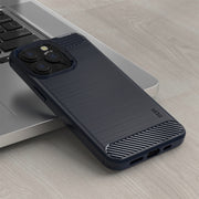 For iPhone 14 Pro Max MOFI Gentleness Brushed Texture Carbon Fiber TPU Phone Case (Blue)