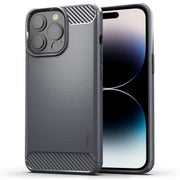 For iPhone 14 Pro Max MOFI Gentleness Brushed Texture Carbon Fiber TPU Phone Case (Gray)