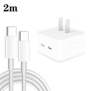 PD 35W Dual USB-C / Type-C Ports Charger with 2m Type-C to Type-C Data Cable, US Plug