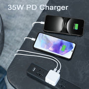 PD 35W Dual USB-C / Type-C Ports Charger with 2m Type-C to Type-C Data Cable, US Plug