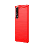 For Sony Xperia 1 IV MOFI Gentleness Series Brushed Texture Carbon Fiber Soft TPU Case(Red)