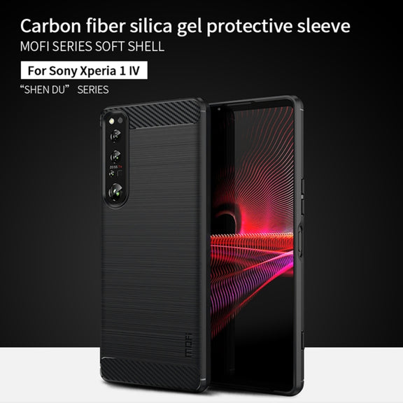 For Sony Xperia 1 IV MOFI Gentleness Series Brushed Texture Carbon Fiber Soft TPU Case(Red)