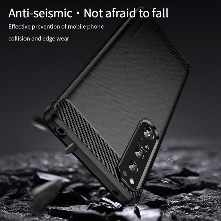For Sony Xperia 1 IV MOFI Gentleness Series Brushed Texture Carbon Fiber Soft TPU Case(Red)